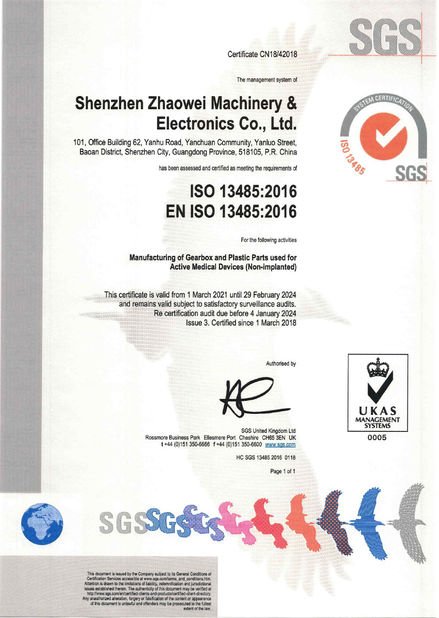 चीन Shenzhen ZhaoWei Machinery &amp; Electronics Co. Ltd. प्रमाणपत्र